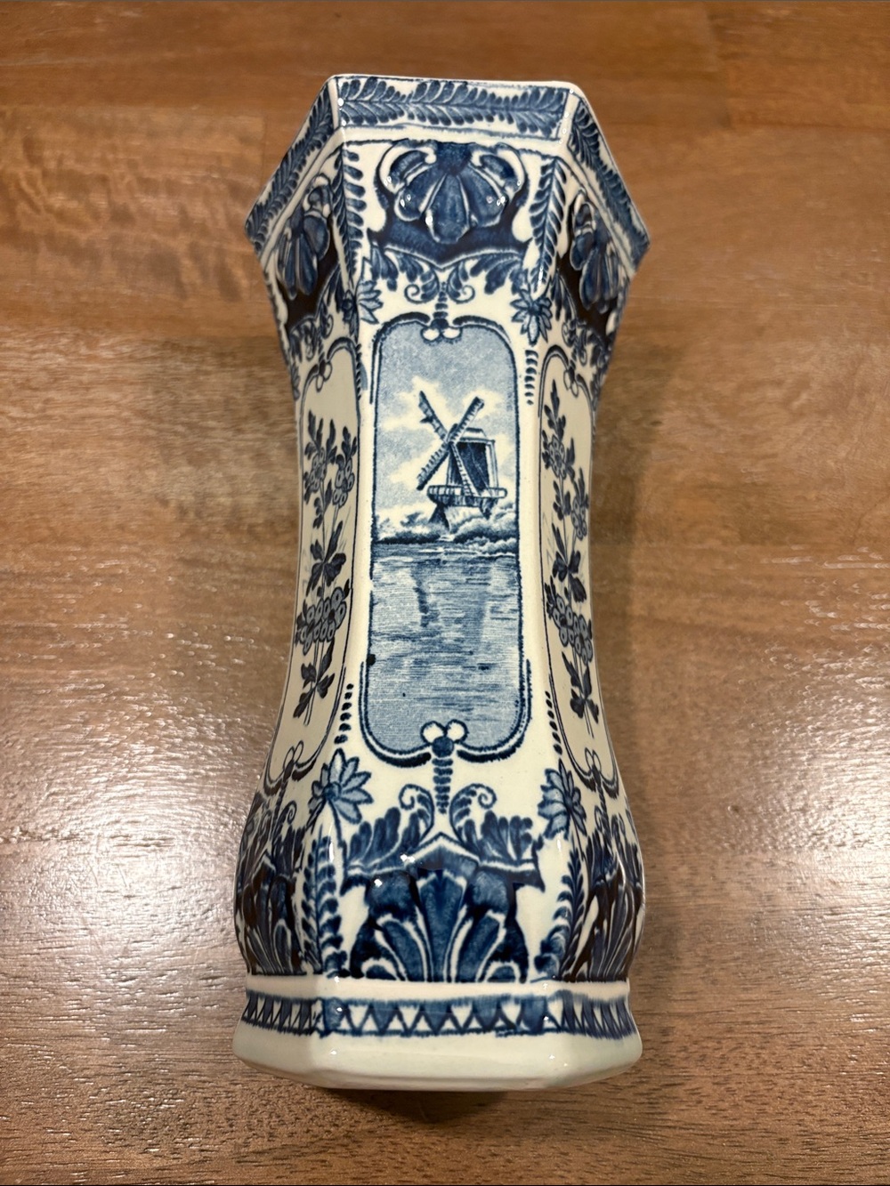 Blue and White Delft-Style Ceramic Accent Vase by